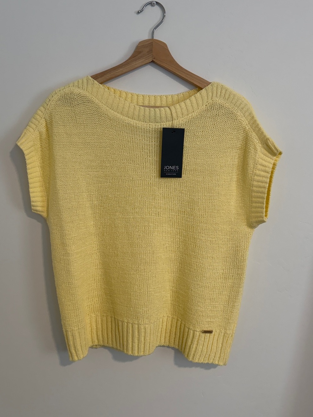 Jones New York Women’s Small Pastel Yellow Short-Sleeve Scoop Neck Knit Top